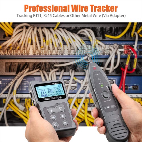 NF-8209 LCD Display Measure Length Lan Cable POE Wire Checker Cat5 Cat6 Lan Test Network Tool Scan Cable Wiremap Tester