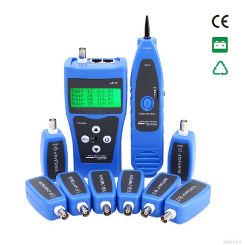 KOLSOL AT112 Network Ethernet LAN Phone Wire Tester USB Coaxial Cable With 8 Far-end Jacks BNC RJ45 RJ11 Line Finder Remote Cable Tracker