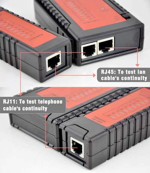 KOLSOL RJ45 RJ11 RJ12 Cat5 Cat6 UTP 60V Network Cable Tester for LAN Phone Wire Automatic Test Tool