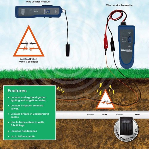 Kolsol Underground Wire Locator, Cable Tester F02 Pro with Rechargeable 1100mAh Battery for Locate Wires and Control Wires Cables Pet Fence Wires