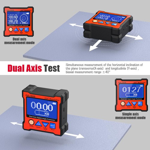 DXL360S GYRO + GRAVITY 2 in 1 Digital Protractor Inclinometer Dual Axis Level Box 0.01° resolution 134